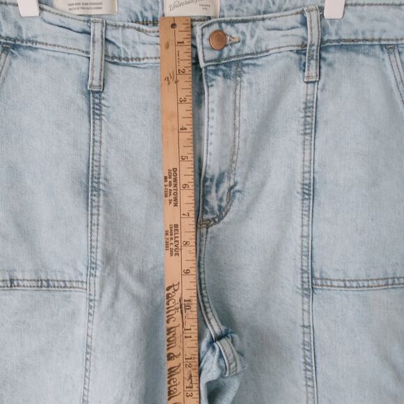 Universal Thread 16 High Rise Slim Straight Jeans Front Seam Patch Pocket Light - Picture 10 of 11